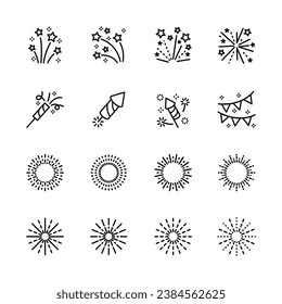firework icons set. for party , ney year,  festive,. isolated on white . vector illustration