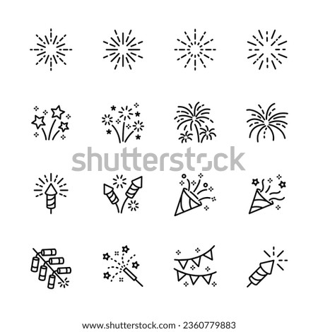 firework icons set. for party , ney year,  festive,. isolated on white . vector illustration