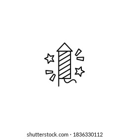 Firework icon.Thanksgiving icon. Simple, flat, outline, black.