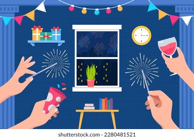 Firework Indoor Party Background Design