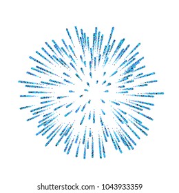 Firework isolated. Beautiful salute on white background. Bright firework decoration for Christmas card, Happy New Year celebration, anniversary, festival Vector illustration