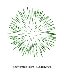 Firework isolated. Beautiful salute on white background. Bright firework decoration for Christmas card, Happy New Year celebration, anniversary, festival Vector illustration