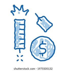 firework label price sketch icon vector. Hand drawn blue doodle line art firework label price sign. isolated symbol illustration