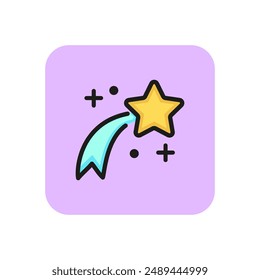 Firework line icon. Comet, meteorite, sparkle. Holiday concept. Vector illustration can be used for topics like space, celebration, pyrotechnics