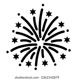 Firework line icon, Explosive pyrotechnic show concept, Fireworks with bursting stars sign on white background, salutes icon in outline style for mobile and web design. Vector graphics