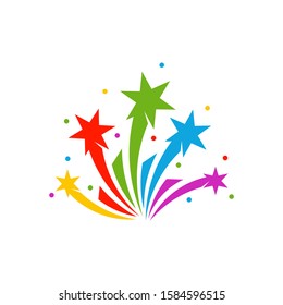Firework line icon and happy new year firework vector design, Creative icon, design concept