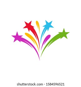 Firework line icon and happy new year firework vector design, Creative icon, design concept