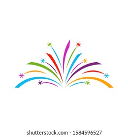 Firework line icon and happy new year firework vector design, Creative icon, design concept