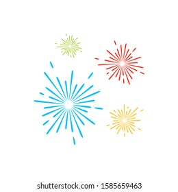 Firework line icon and happy new year firework vector design, Creative icon, design concept