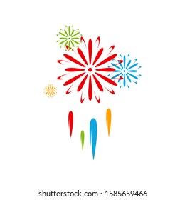 Firework line icon and happy new year firework vector design, Creative icon, design concept