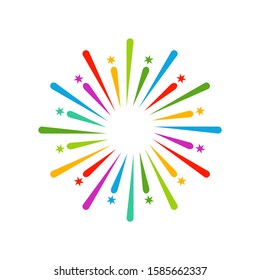 Firework line icon and happy new year firework vector design, Creative icon, design concept