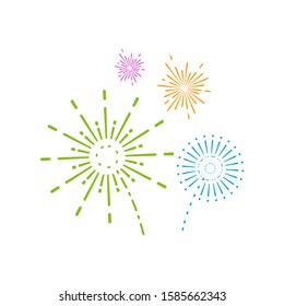 Firework line icon and happy new year firework vector design, Creative icon, design concept