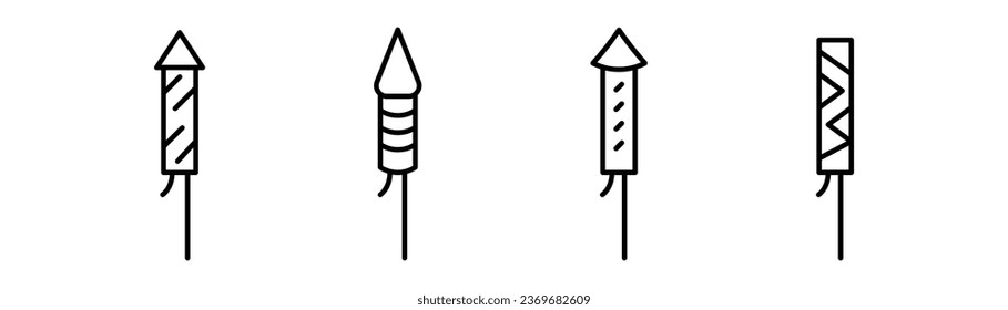 Firework line icon. Firework rocket icon. Christmas firework illustration. New Year firecracker line icon. Editable stroke. Stock vector illustration.