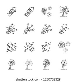 firework line icon set 10, vector eps10.