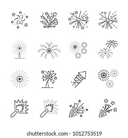 Firework Line Icon Set 8, Vector Eps10.