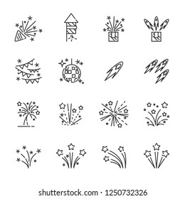 firework line icon set 9, vector eps10.