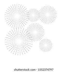 firework line icon set, happy new year fireworks with white background