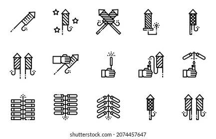  Firework Line Icons  Vector Illustration , celebration, sparkle, party