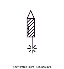 Icono estilo línea de fuegos artificiales diseño, fiesta de celebración fiesta de fiesta de aniversario explosión y tema festivo Ilustración vectorial
