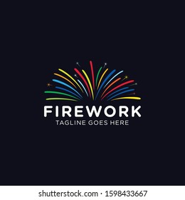 Firework Logo. Color Fireworks Design Vector
