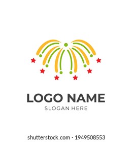 concepto de logotipo de fuegos artificiales con un estilo de color plano