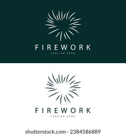 Firework Logo, Simple Line Model Design New Year Celebration Day Illustration, Template Vector