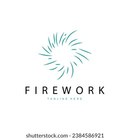Firework Logo, Simple Line Model Design New Year Celebration Day Illustration, Template Vector