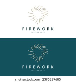 Firework Logo, Simple Line Model Design New Year Celebration Day Illustration, Template Vector