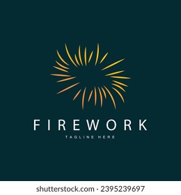 Firework Logo, Simple Line Model Design New Year Celebration Day Illustration, Template Vector