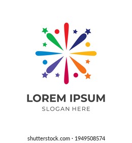 firework logo template with flat colorful style