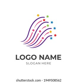 firework logo vector with flat colorful style