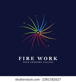 firework logo vector icon illustration design. logo for business, brand, celebration, fireworks, stars