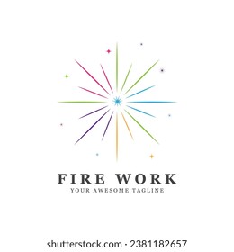 firework logo vector icon illustration design. logo for business, brand, celebration, fireworks, stars