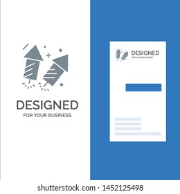 Firework, Love, Wedding, Fire Grey Logo Design and Business Card Template