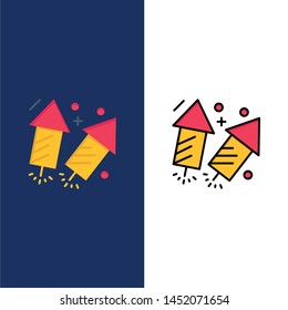 Firework, Love, Wedding, Fire  Icons. Flat and Line Filled Icon Set Vector Blue Background