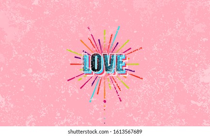 Firework Love,Background with valentines day festive background Vintage Retro vector design