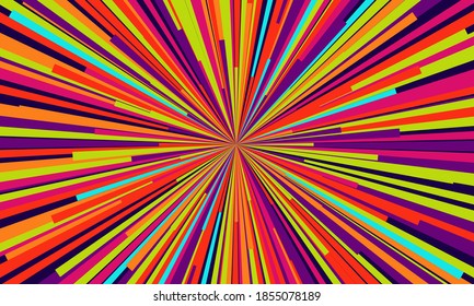 Firework Multicolored line gradient ray burst style background vector design