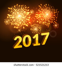 Firework new year 2017 holiday celebration template. Vector firework flame carnival event background.