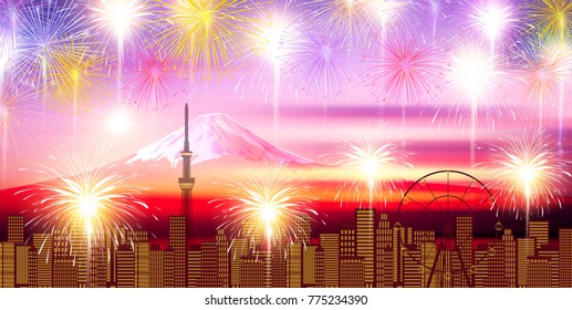  Firework New Year background
