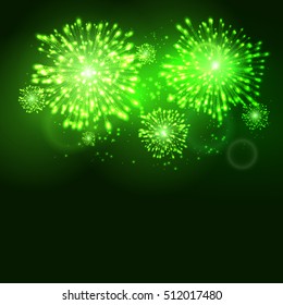 Plantilla de celebración de fiestas de año nuevo para fuegos artificiales. Fondo del evento de carnaval de fuegos artificiales de vectores.
