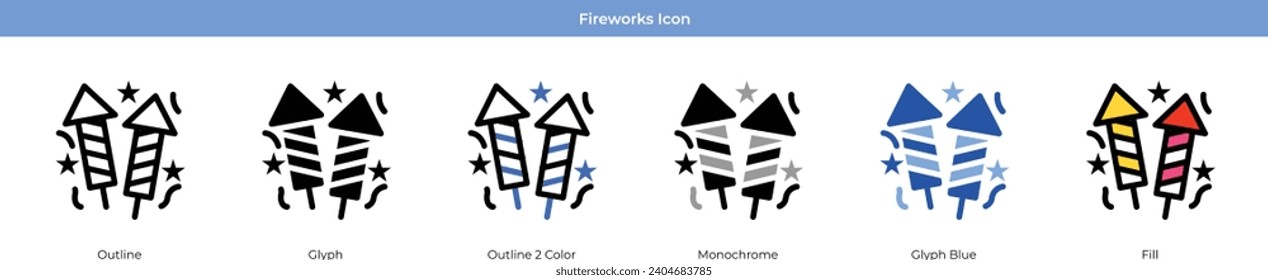 Feuerwerk Neues Jahr Symbol Set Vektor
