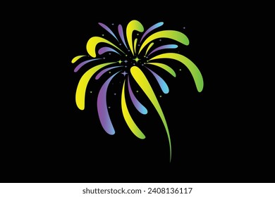 Firework New Year Sticker Design