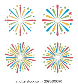 FIREWORK NEW YEARS PARTY COLORFUL VECTOR SET OF 4