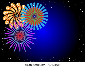 Firework on blue and black background