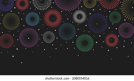 Firework on night background. Festive vector design