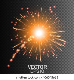 Firework on Transparent Background. Vector light effect.