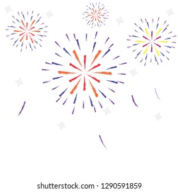 firework on white background, can be use for celebration, party, and new year event. vector illustration. 