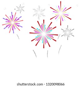 firework on white background, can be use for celebration, party, and new year event. vector illustration. 