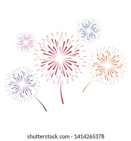 firework on white background, can be used for celebration, party, and new year event. vector illustration. - Vector illustration