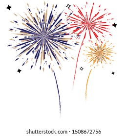 firework on white background, can be use for celebration, party, and new year event. vector illustration.